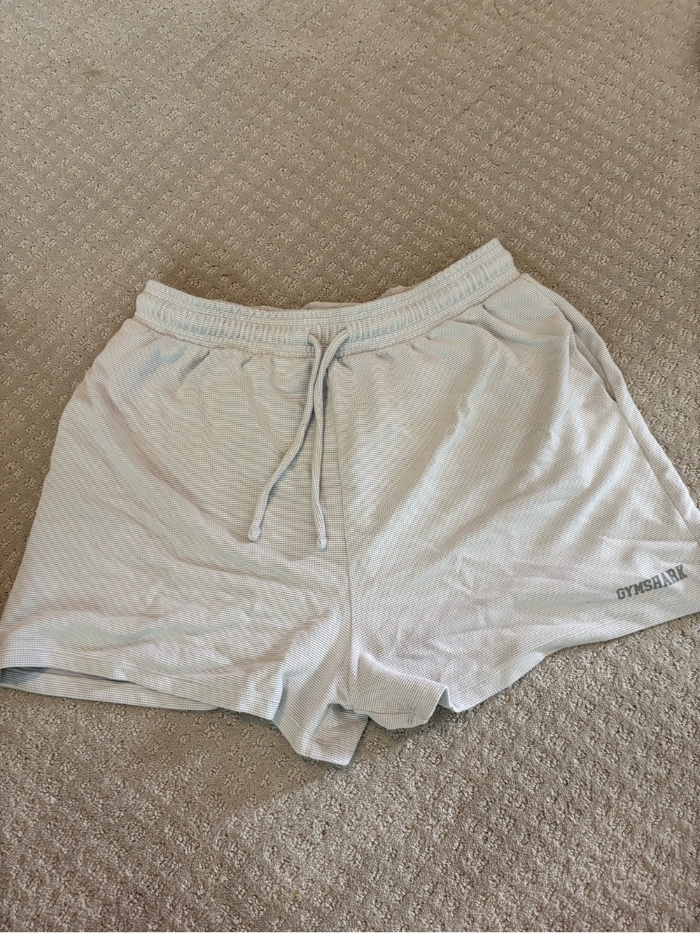 Gymshark Women's Waffle Light Gray Drawstring Athletic Shorts X-large